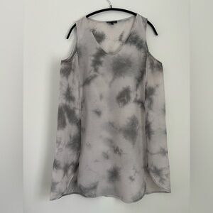 Eileen Fisher Size M Grey Silk Cotton Semi Sheer V-Neck Tank